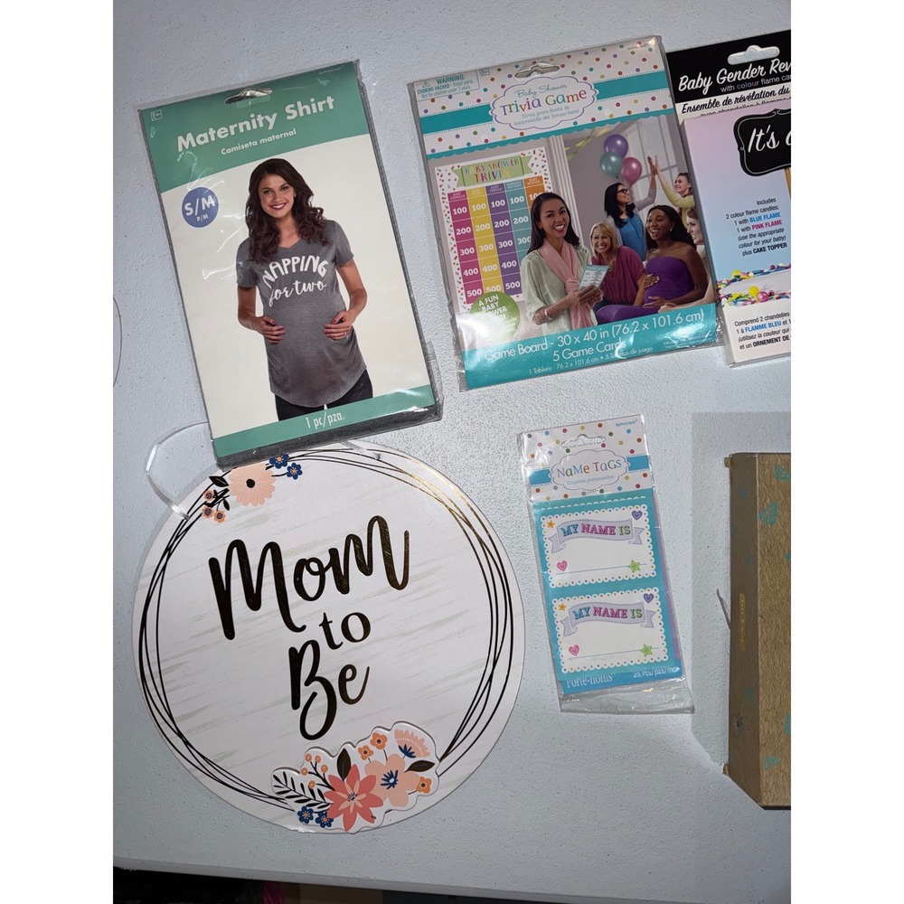 Baby Shower Party Supply Lot Decoration Station Maternity Shirt Gender Reveal - Picture 2 of 8